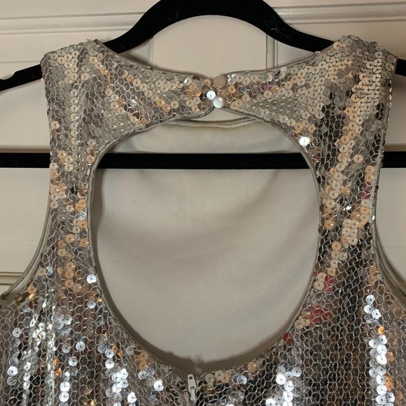 Cache silver sequence cocktail dress, size 4 - Picture 4 of 7